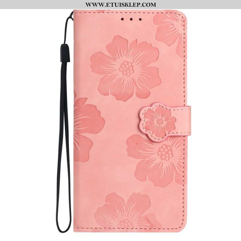 Etui Folio do iPhone 15 Nadruk Kwiatowy